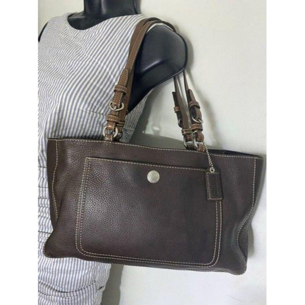 coach medium bag handbag brown leather shoulder ba - Picture 6 of 10